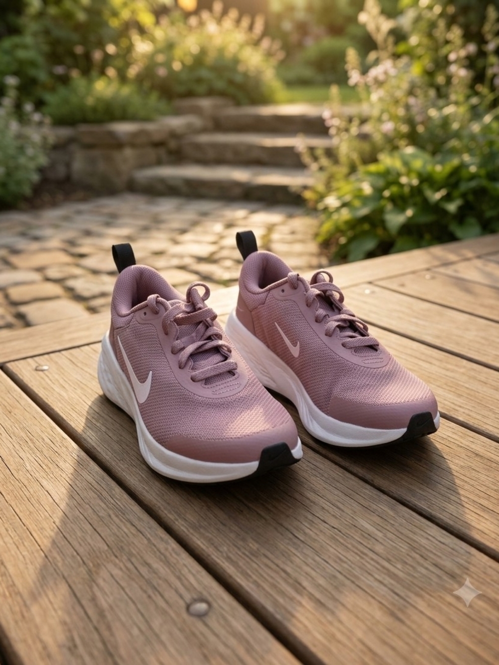 Nike Women’s Lace-Up Running Sneakers - Dusty Rose/White